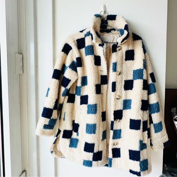NEW NWT Madewell (Re)sourced Sherpa Belrose Shirt-Jacket in Checkerboard - Picture 5 of 8